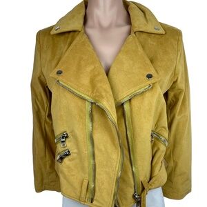 Fauxgerty Brown 'The Swazey' Faux Suede Jacket Boxy Cropped MSRP $495